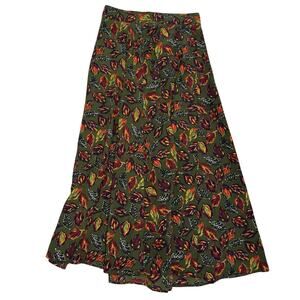 🍁 Bold Autumn Leaf Print Flare Skirt ✨Size 10